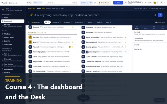 Course 4 · The dashboard and the Desk