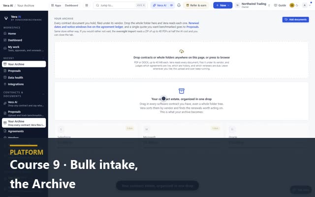 Course 9 · Bulk intake, the Archive