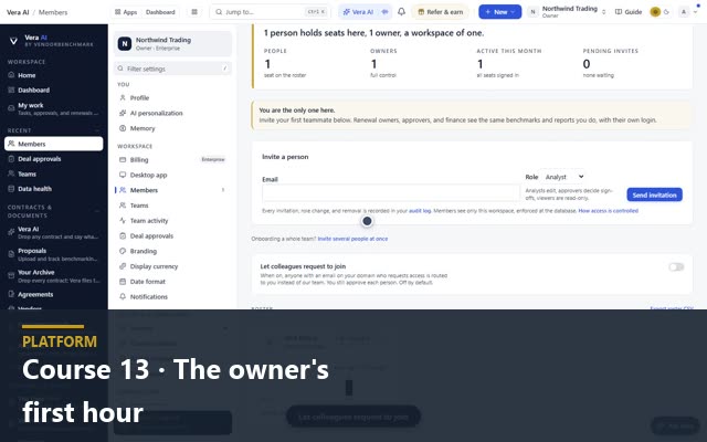 Course 13 · The owner's first hour